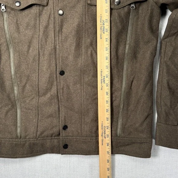 B. Scott Jacket Wool Blend Utility Style Brown Zip Front Streetwear Size M